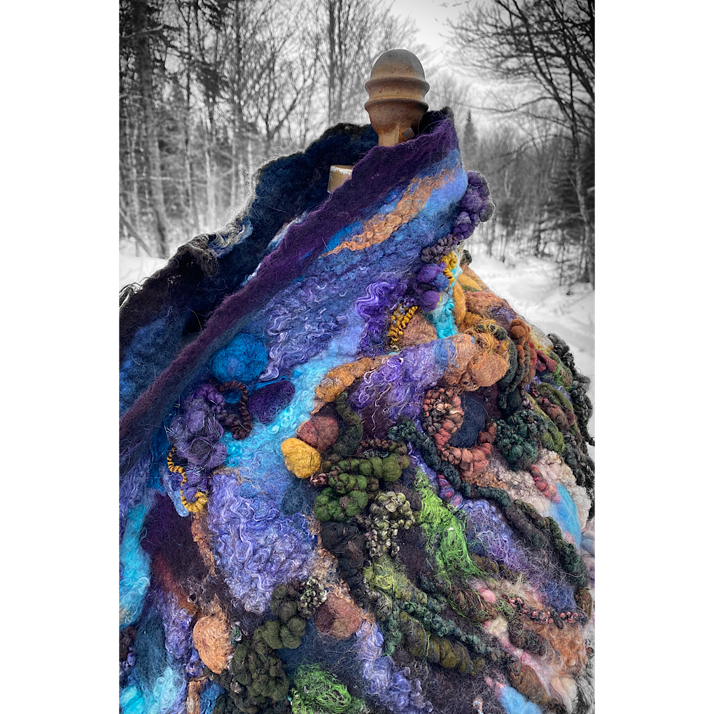 Midnight Snow walk - Felted Shawl