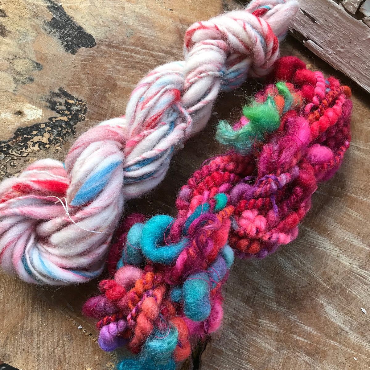 Pink hand spun yarn duo 115 grams - Mynoush