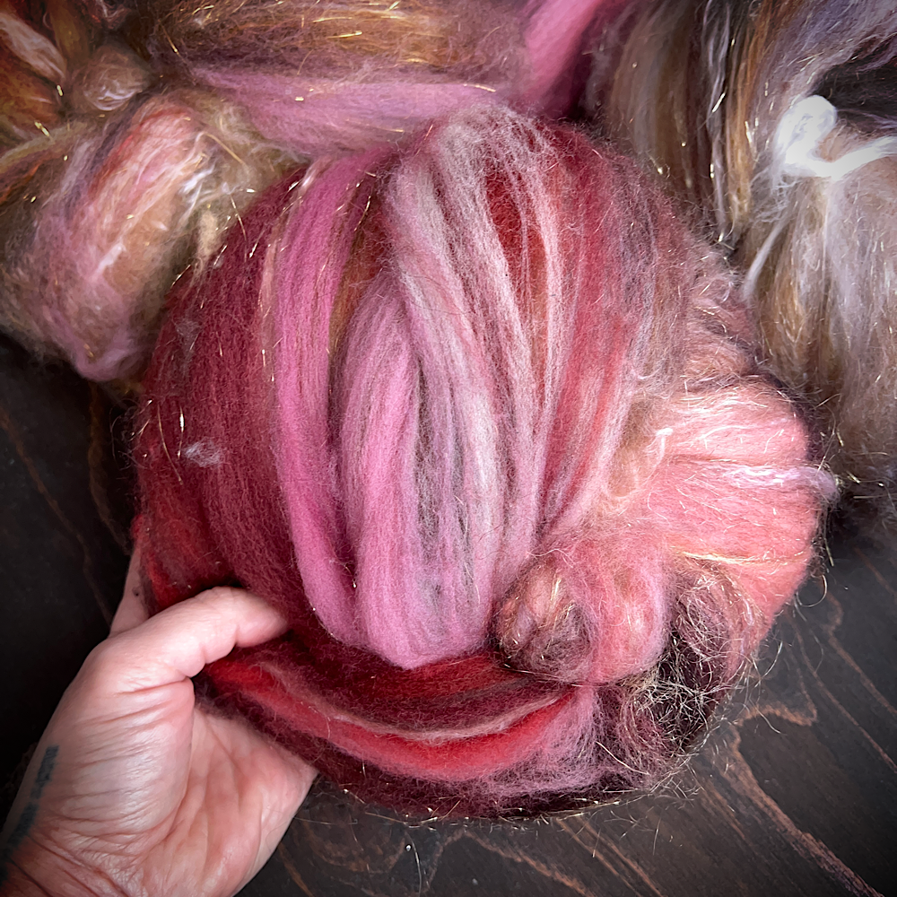 Set of 4 art batts for spinning or felting