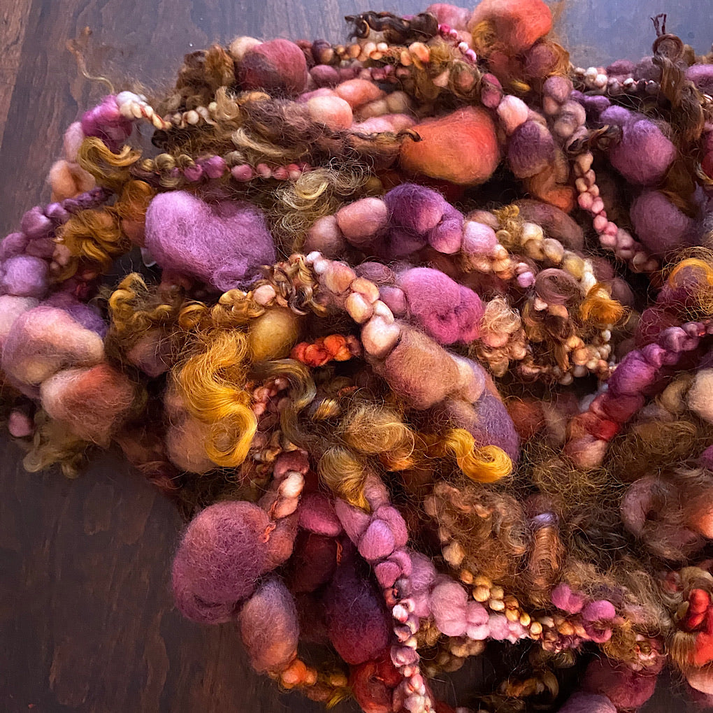 Golden autumn Jumbo boucle art yarn with locks