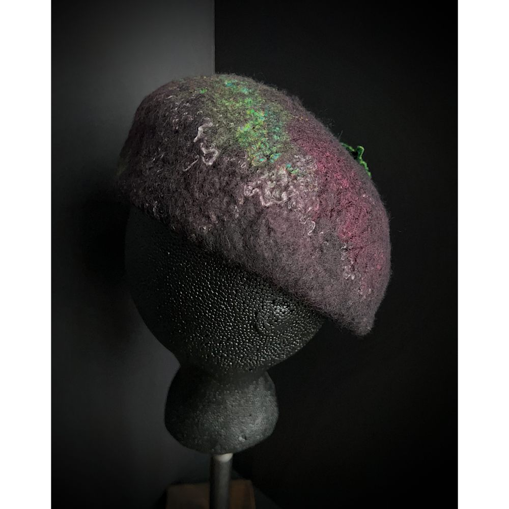 Felted pillbox hat beret size small