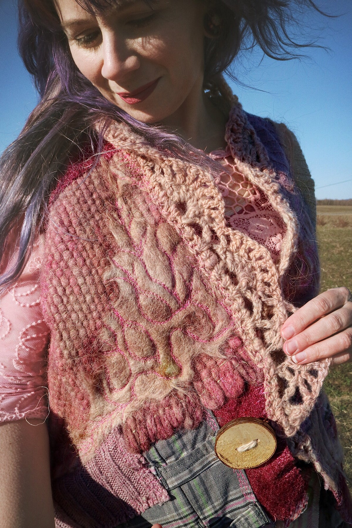 Sleeveless patchwork jacket vest size medium large - Mynoush