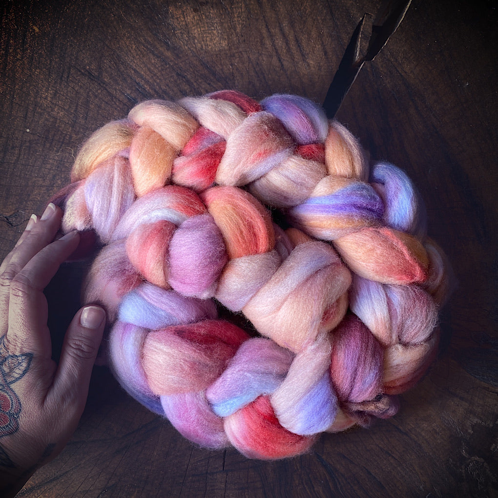Hand painted merino roving