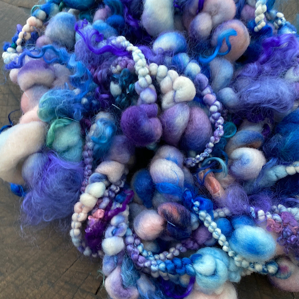 Denim Jumbo boucle art yarn with locks