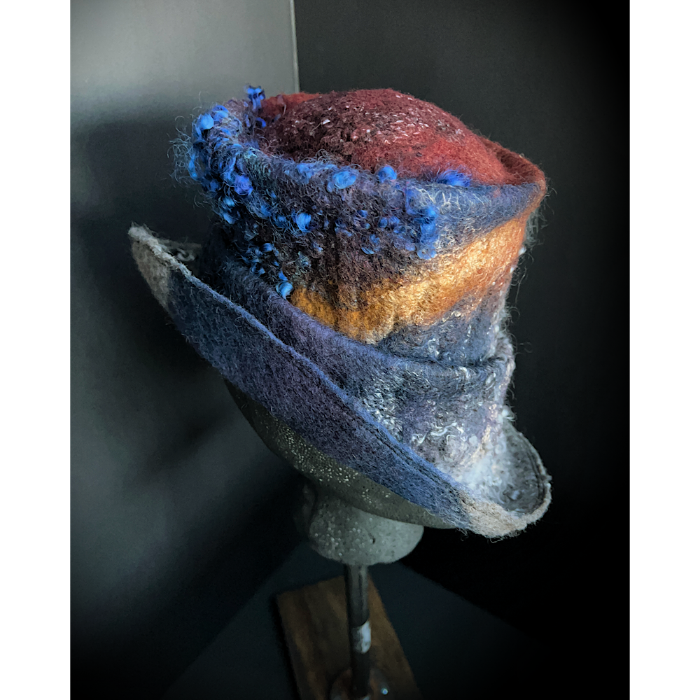 Felted top hat with rose - 23”
