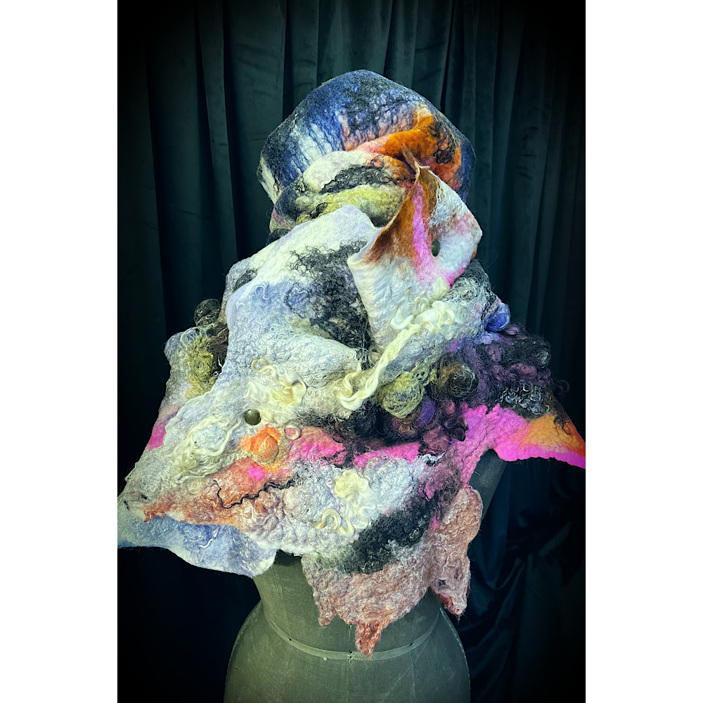 Cosmic Lights - felted scarf