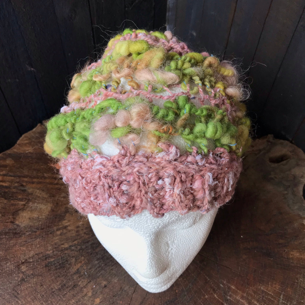 Chunky Green knitted hat | Bonnet vert en laine filée main|20”-25” - Mynoush