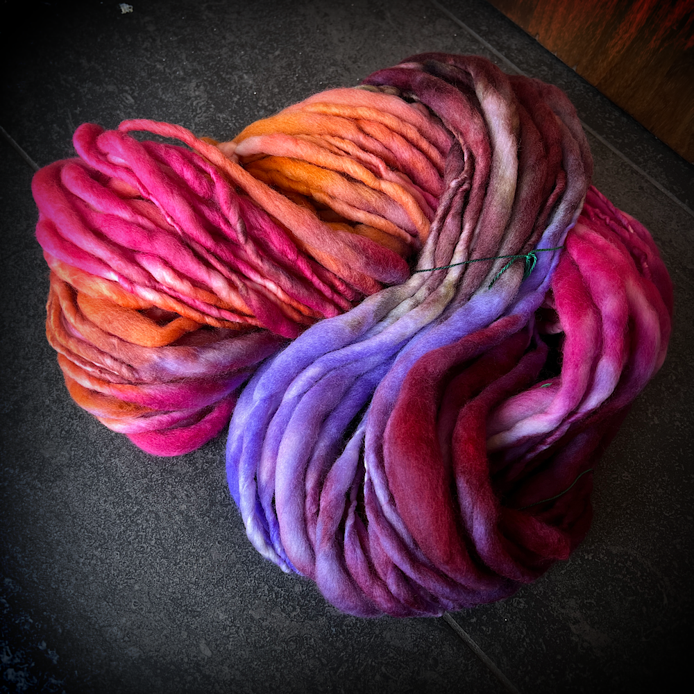 Thick and thin Floralies hand spun yarn
