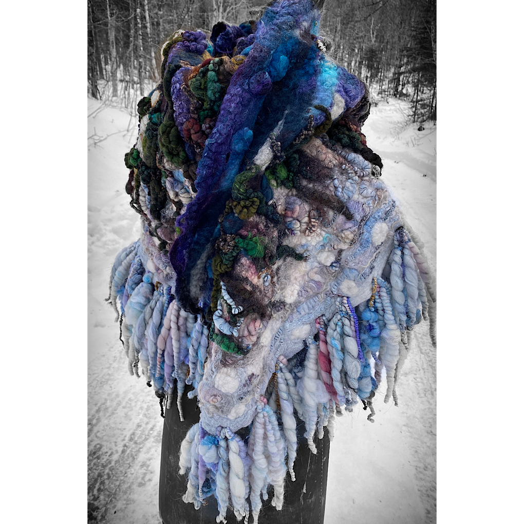 Midnight Snow walk - Felted Shawl