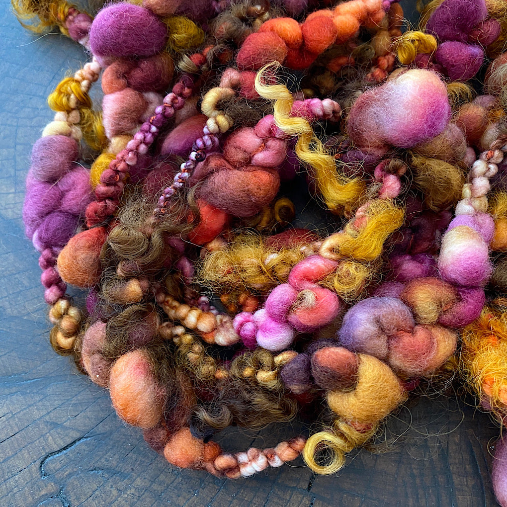 Golden autumn Jumbo boucle art yarn with locks