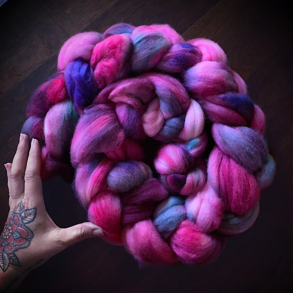 Hand painted merino roving