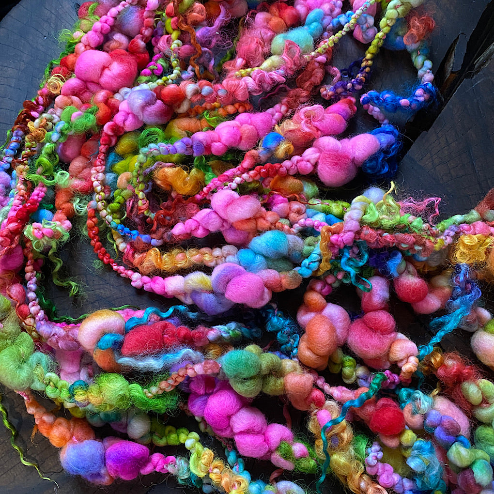 Rainbow Love Jumbo boucle Art yarn with locks