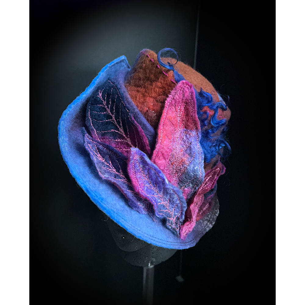Felted top hat with leaves - 23”