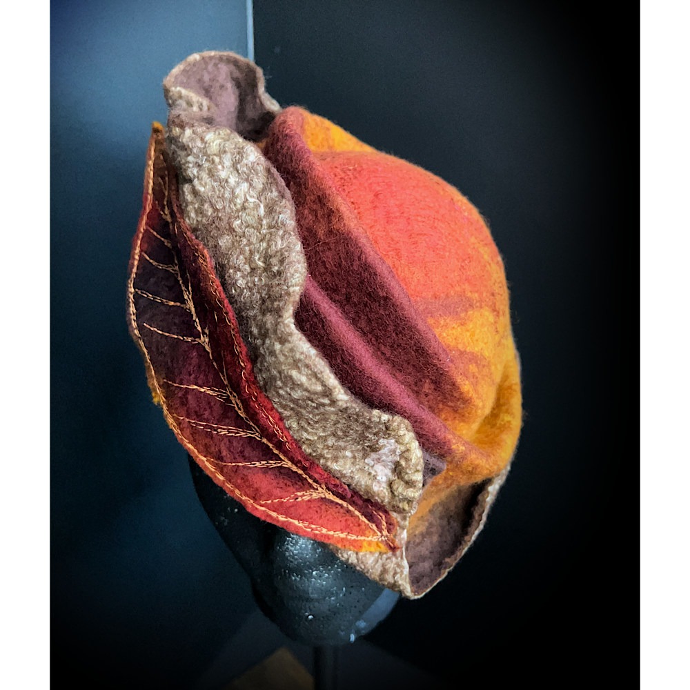 Felted top hat with leaves - 22”