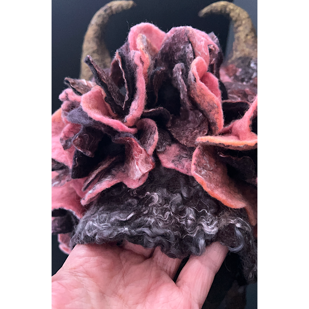 Felted fairy horns hood size small