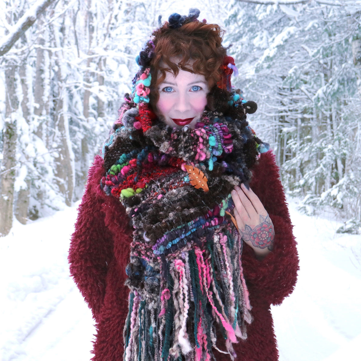 Black scarf 100% Wool - Foulard 100% laine noir - Mynoush