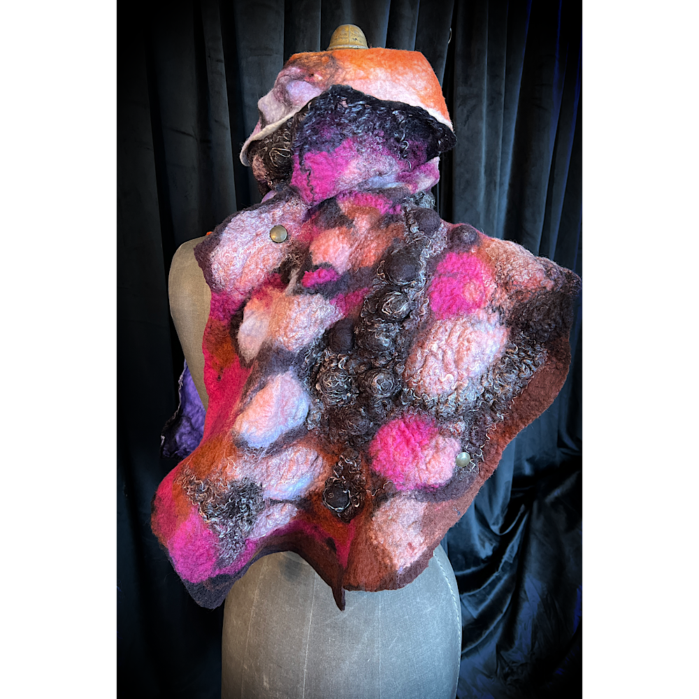 Galactic Rose - felted scarf