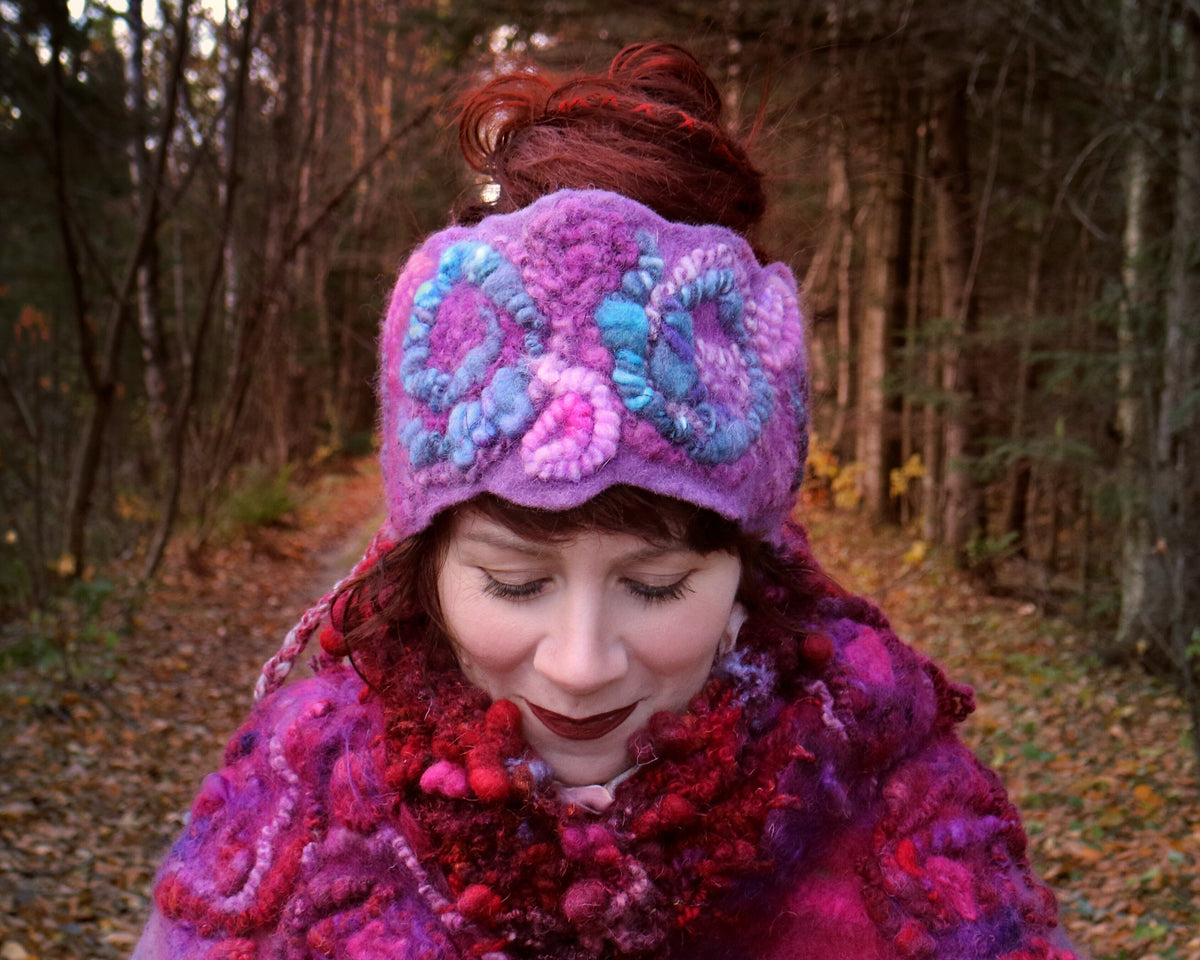 Purple textured felted headband One size | Bandeau mauve en feutre Taille unique - Mynoush