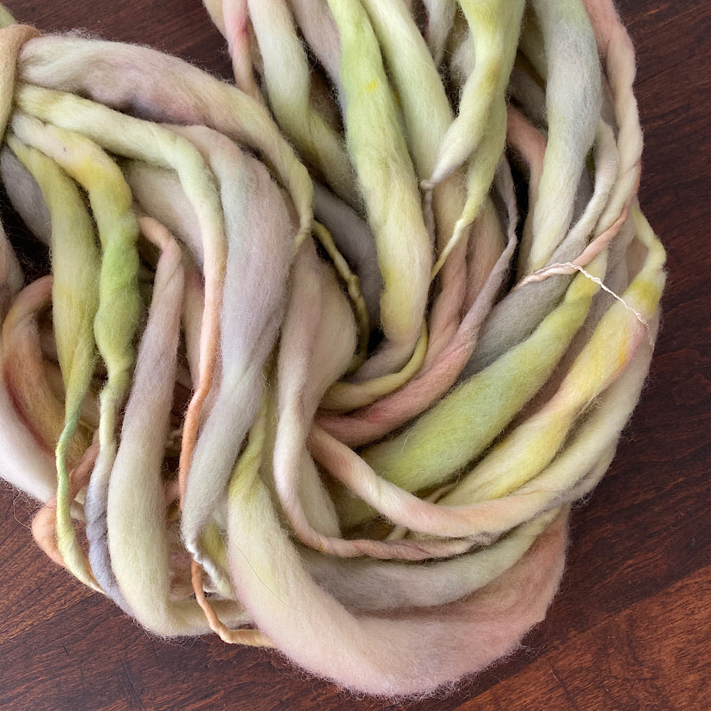 Earthy green thick and thin yarn