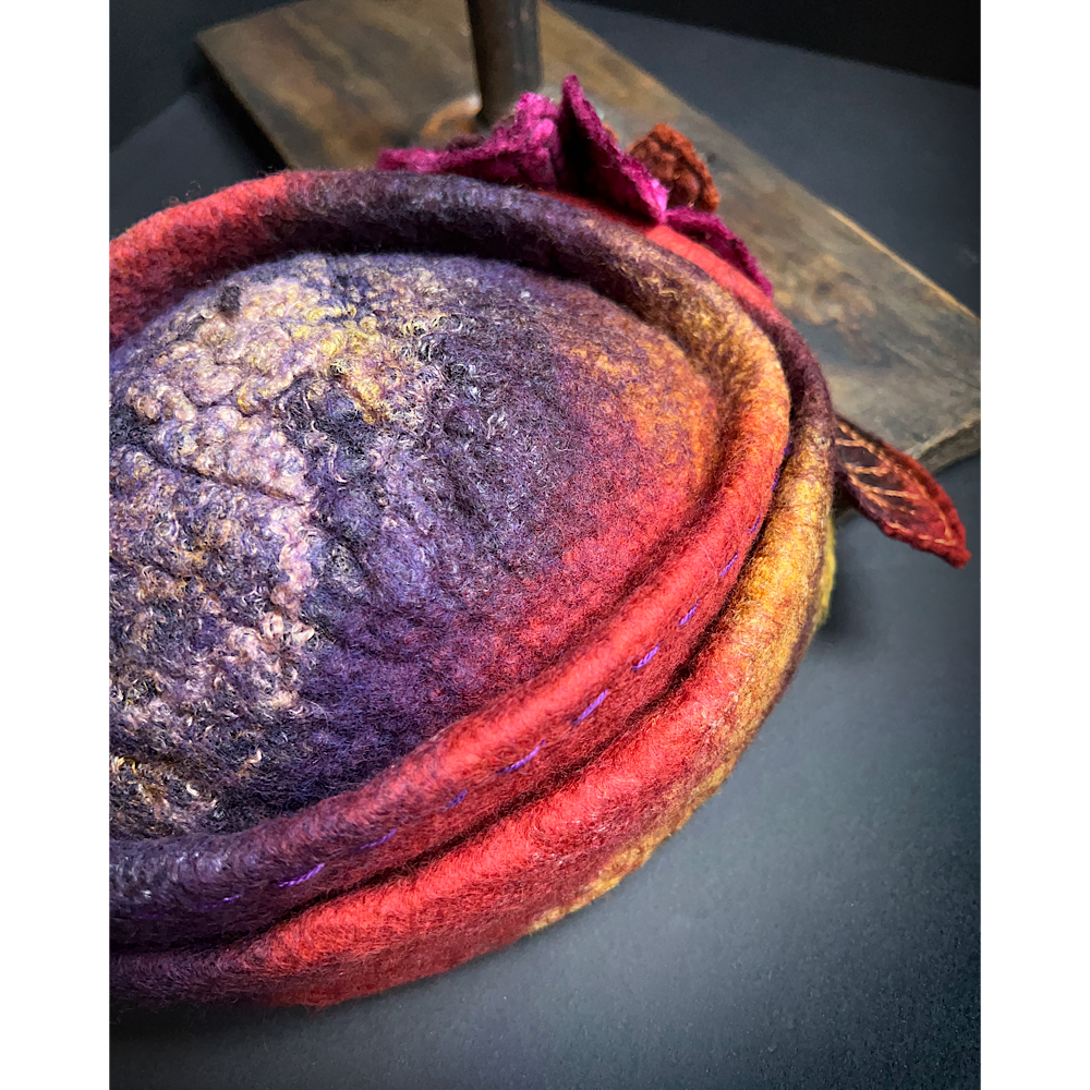 Felted bibi hat with flower - 21” small