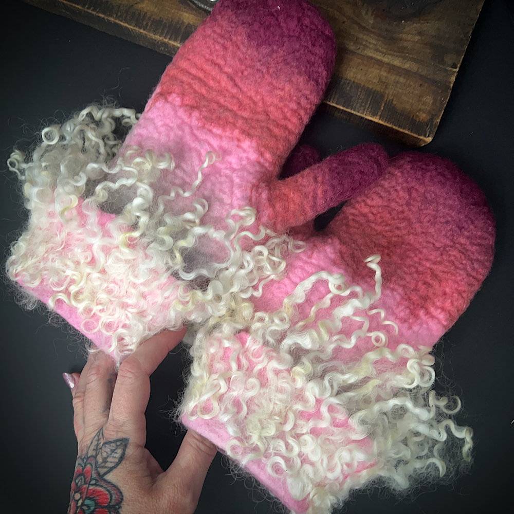 Felted mittens size small medium