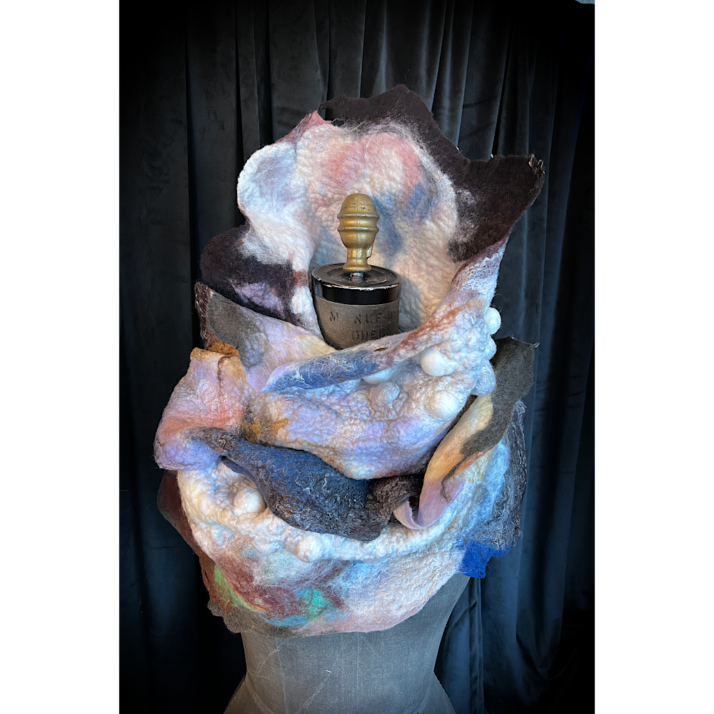 Galactic Moth - felted scarf