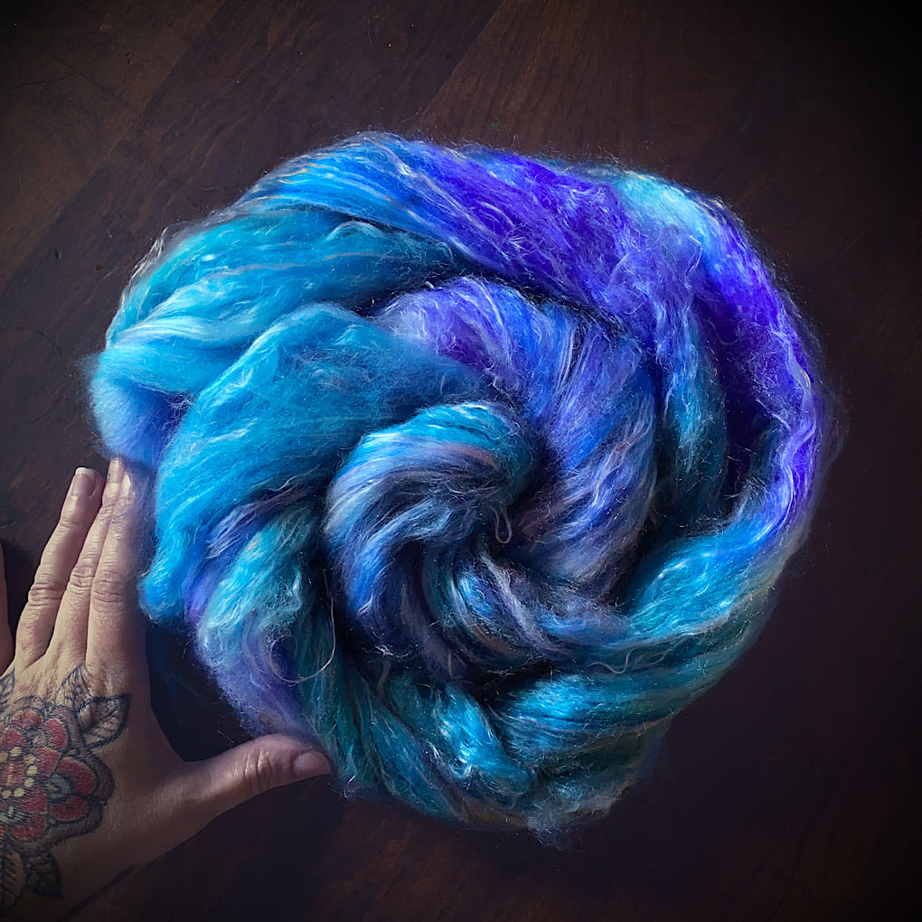 Merino / tencel hand dyed for spinning