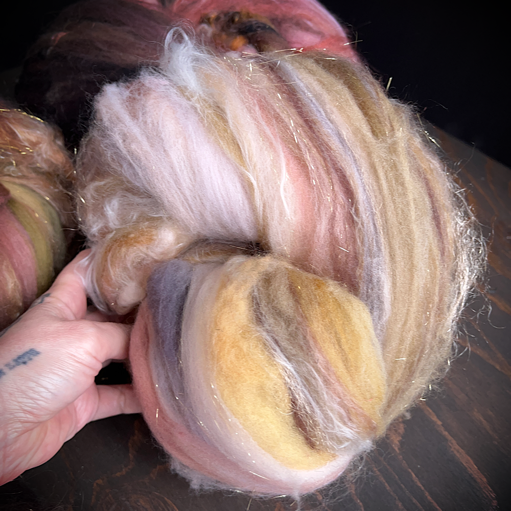 Set of 4 art batts for spinning or felting