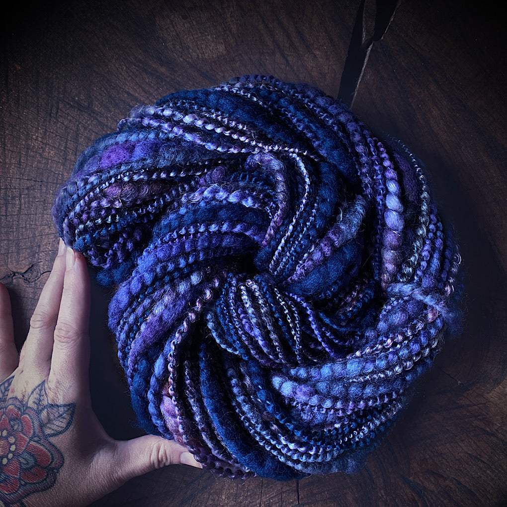 Hand spun yarn with sparkles