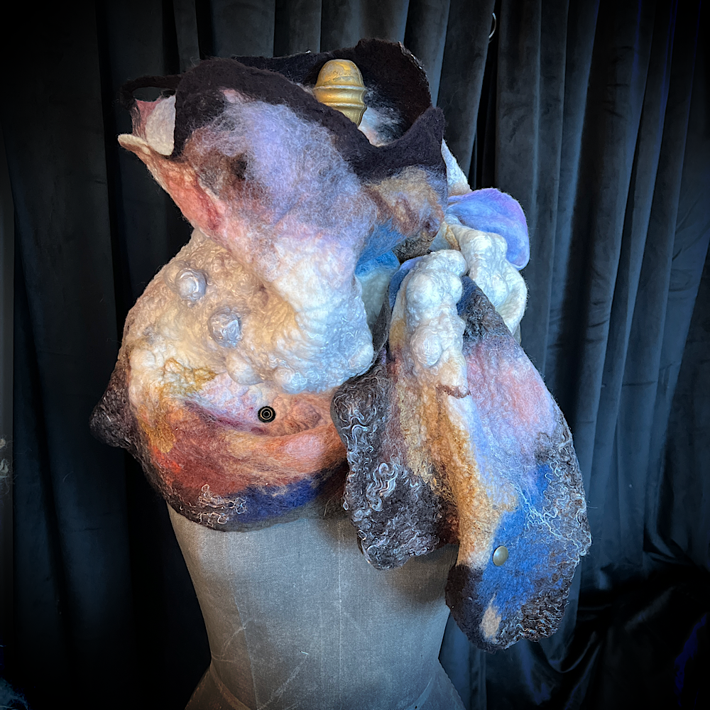 Galactic Moth - felted scarf