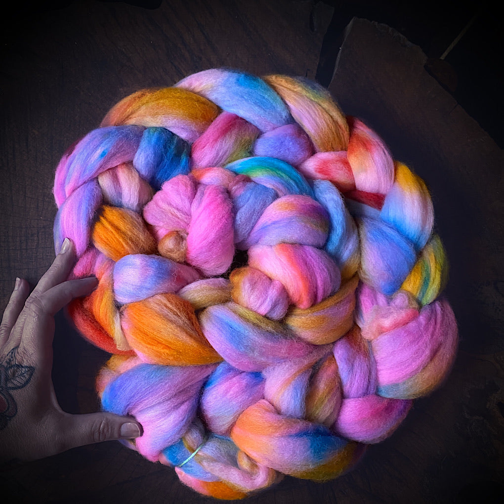 Hand painted merino roving