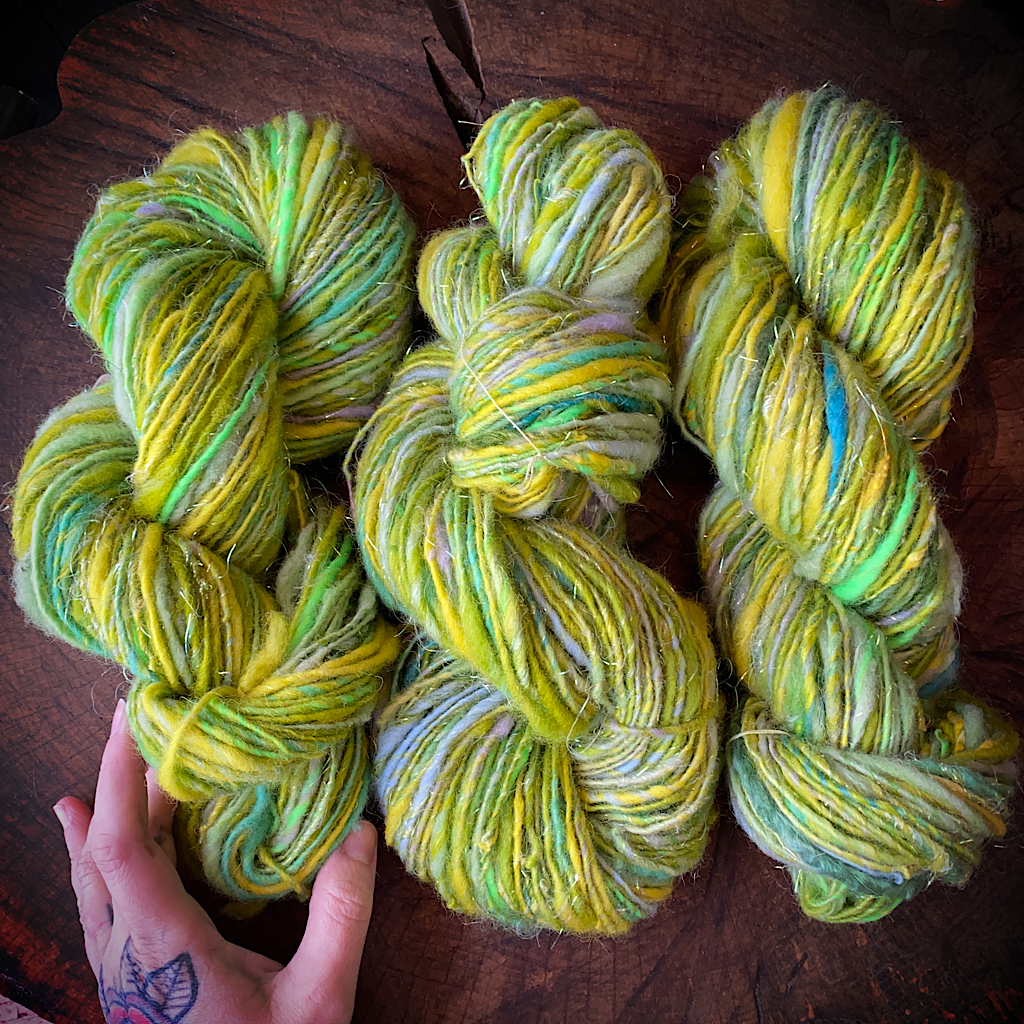 Clearance Green lace hand spun