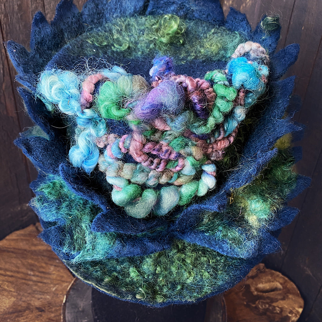 Blue Felted top hat
