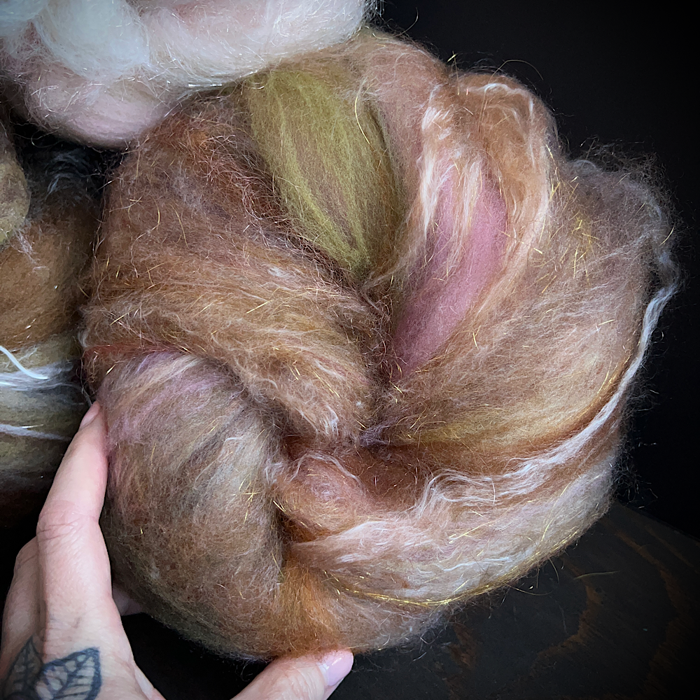 Set of 3 art batts for spinning or felting