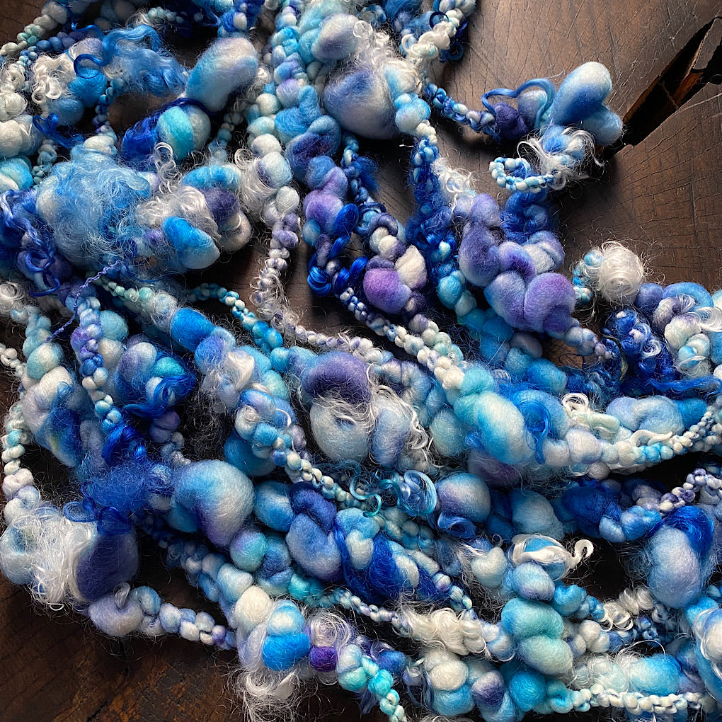 Denim Jumbo boucle art yarn with locks