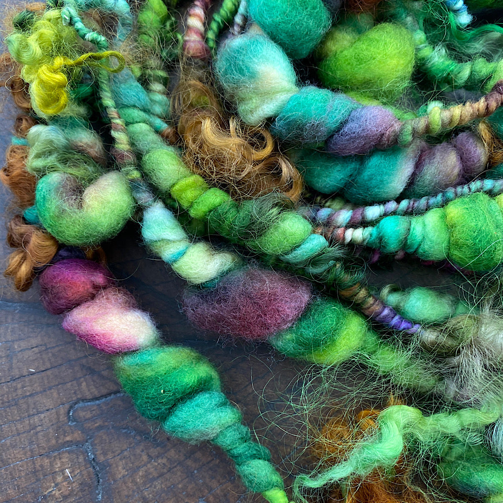 Woodland Jumbo beehives Art yarn with locks