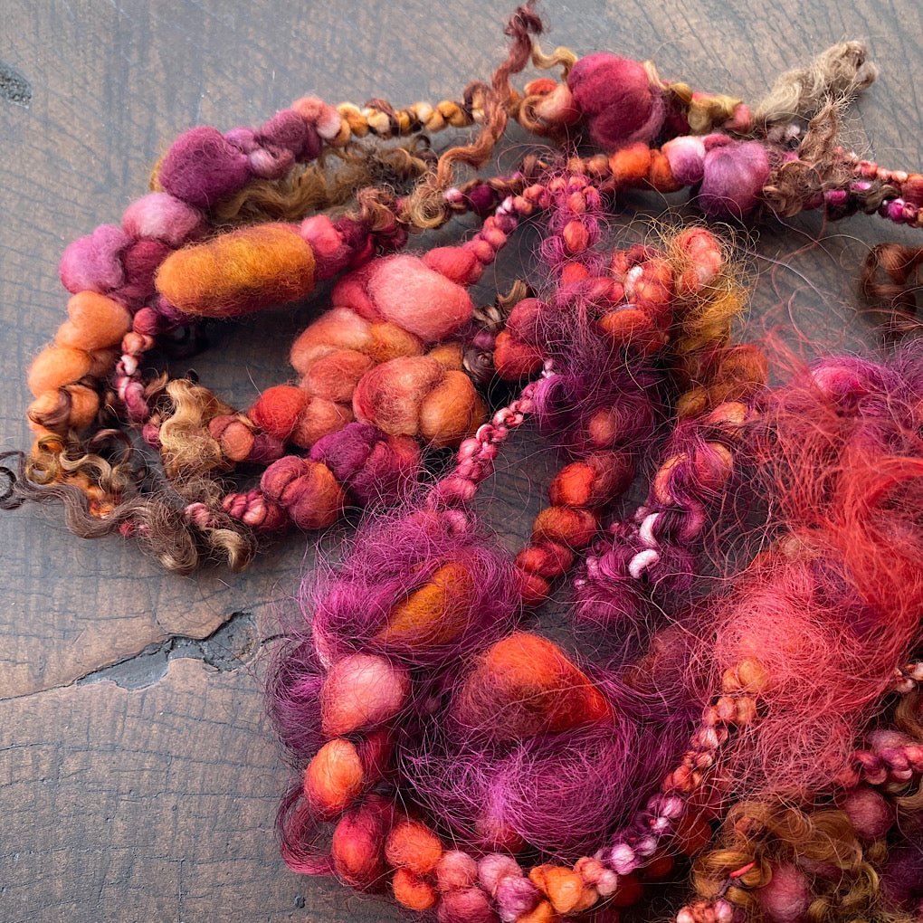 Golden autumn Jumbo boucle art yarn with locks