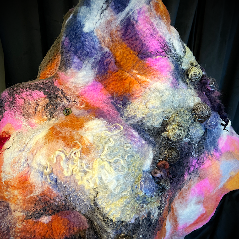 Cosmic Lights - felted scarf