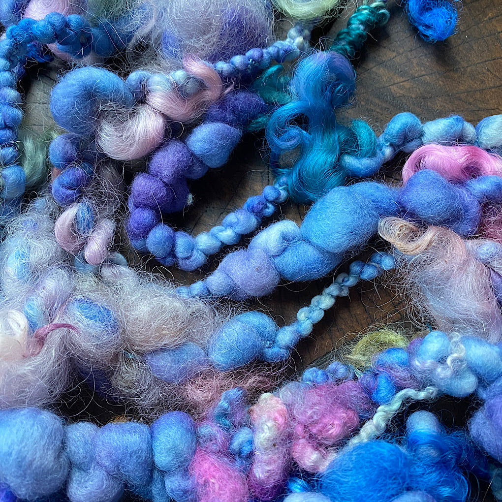 Denim Jumbo boucle art yarn with locks