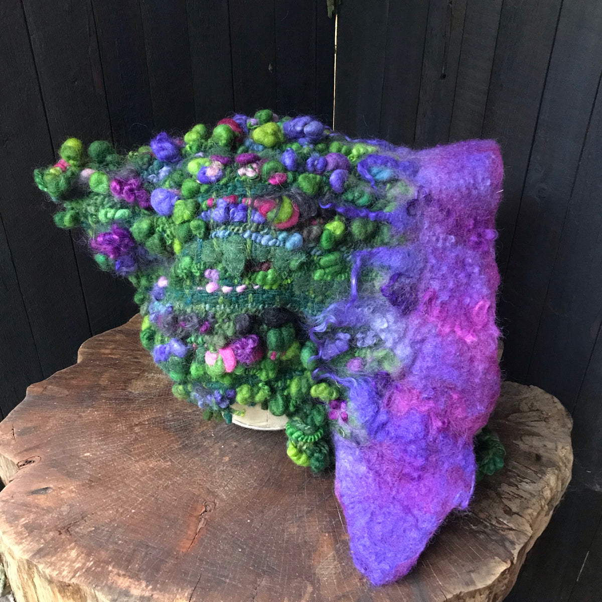 Green GIANT fairy hat | hand woven and felted Hooded hat - Mynoush