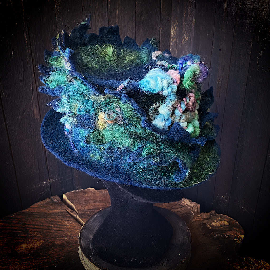Blue Felted top hat