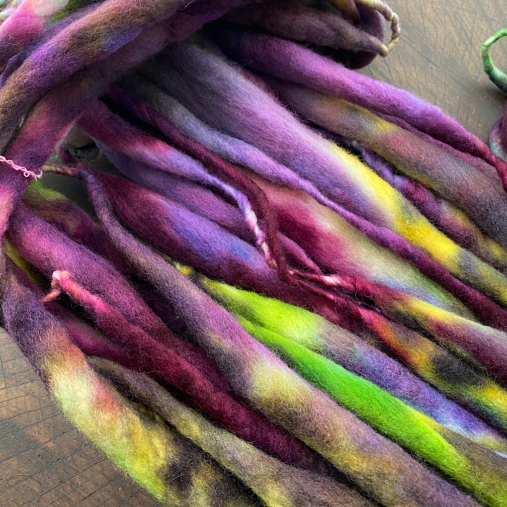 Aubergine thick and thin merino knitting yarn