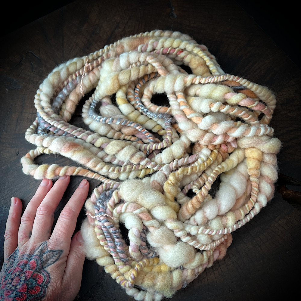 Almond - jumbo 2 ply spiral art yarn