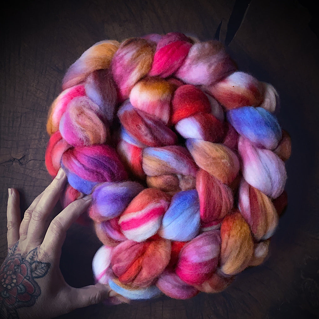 Hand painted merino roving
