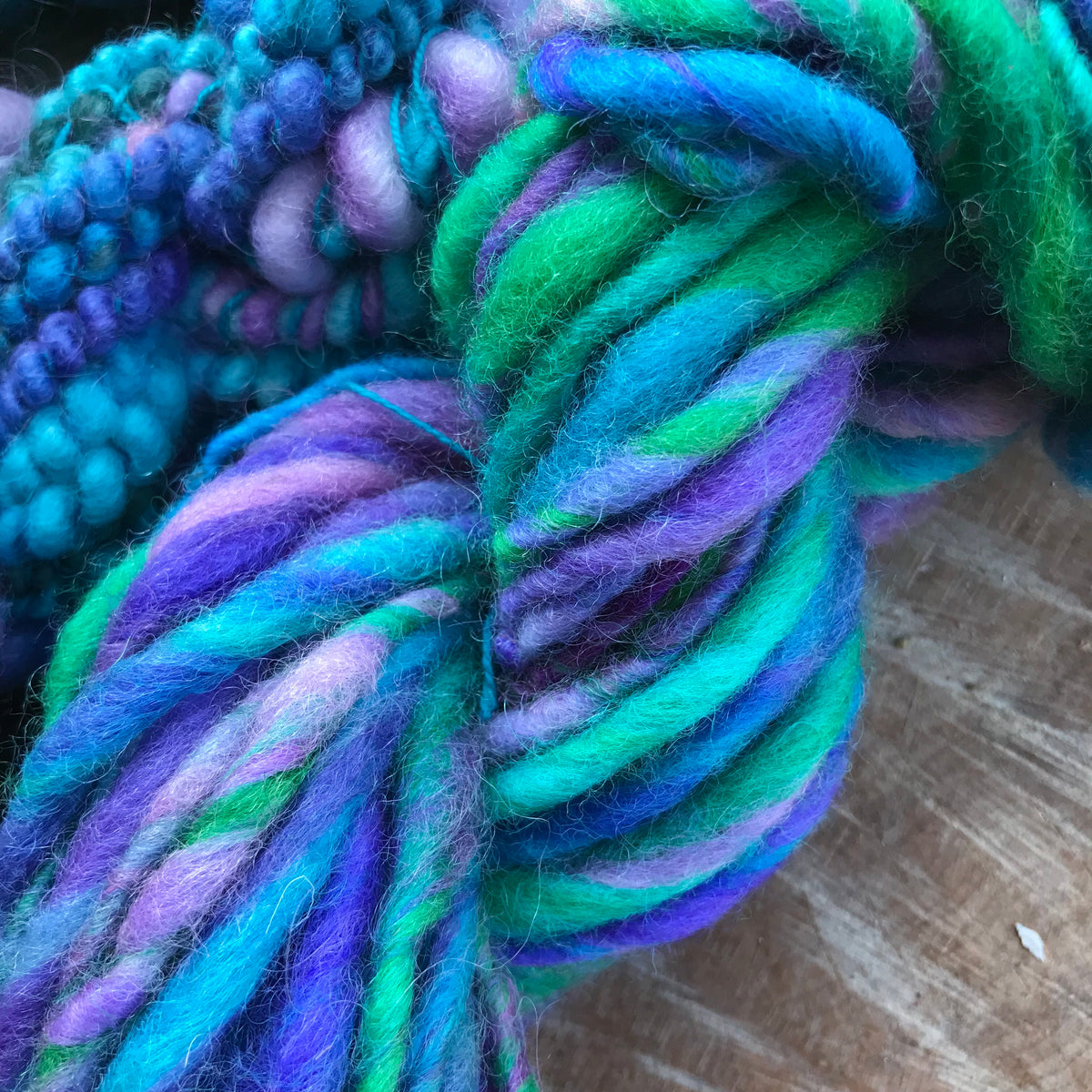 Blue hand spun yarn scarf kit - yarn trio 250 grams - Mynoush