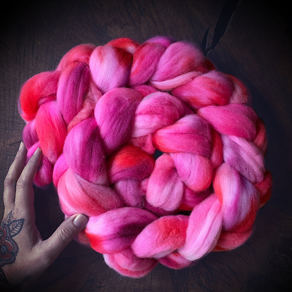 Hand painted merino roving