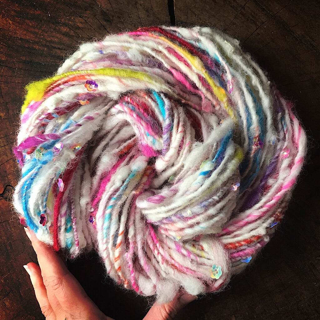 Beaded hand spun yarn