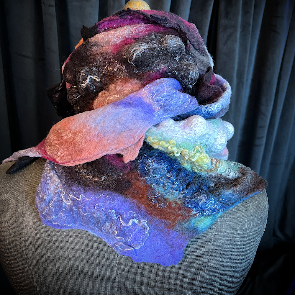 Galactic Rose - felted scarf