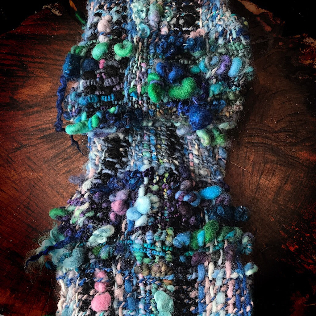 Blue woven scarf