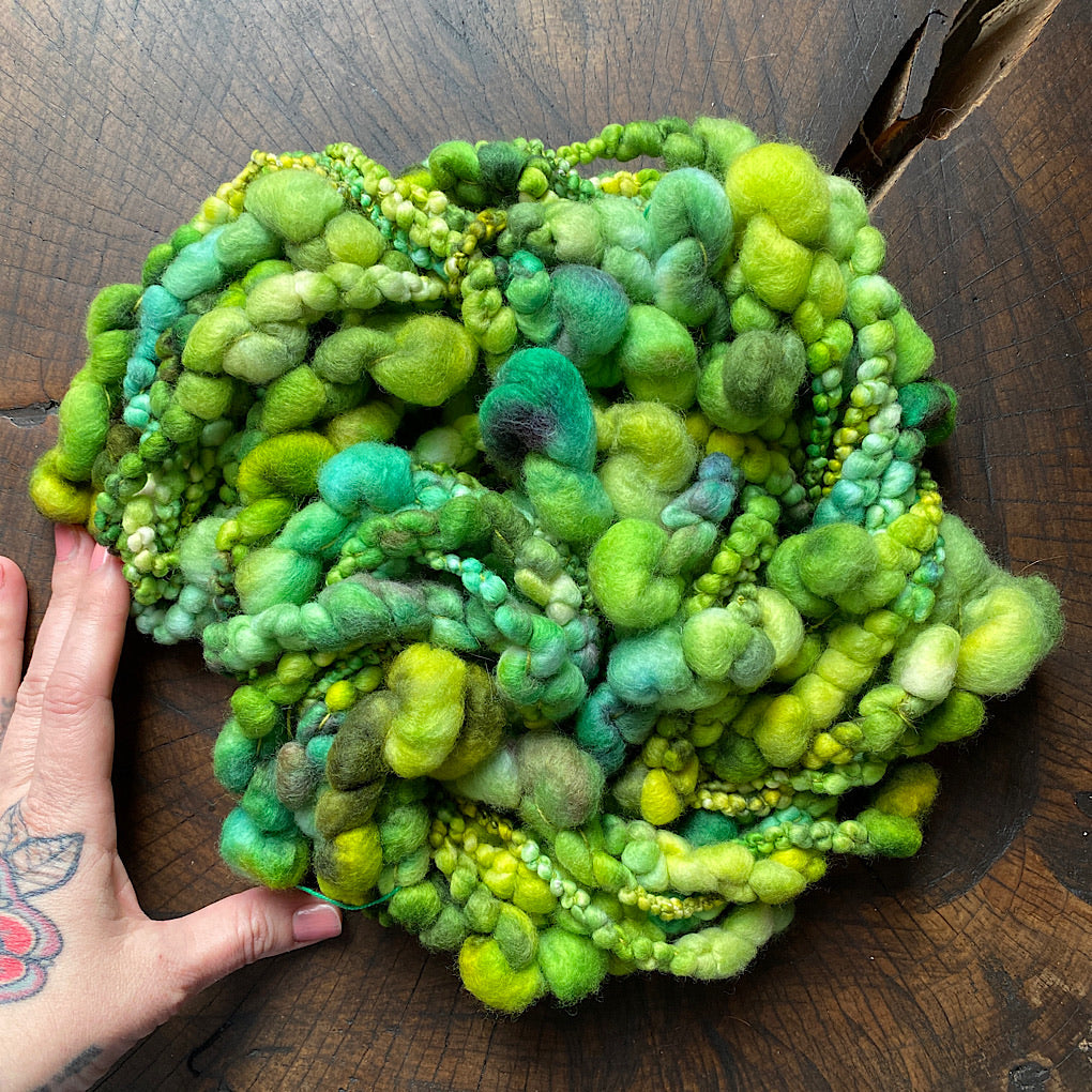 Green Jumbo boucle Art yarn
